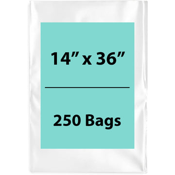 Clear poly bags Flat 14 inch (width) X 36 inch (Height) LDPE